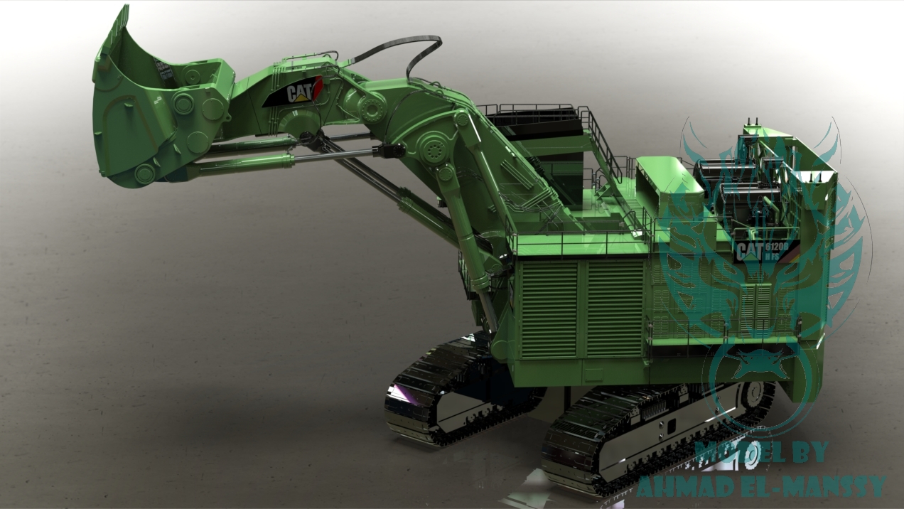 Caterpillar CAT 6021B大型挖掘机造型3D建模图纸 Solidworks设计